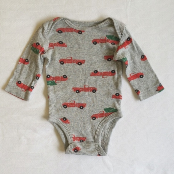 carter's christmas tree truck long sleeve bodysuit diaper shirt 3 months baby - Picture 1 of 6